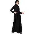 Front open abaya with pintucks- Black Front open abaya with pintucks- Black
